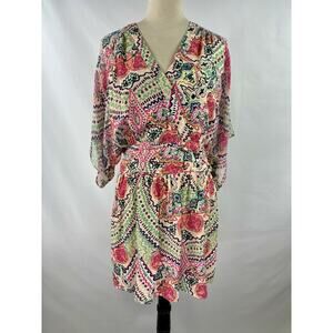 Maeve by Anthropologie Multicolor Siya Kimono Dress Pink Rose Abstract Floral 2